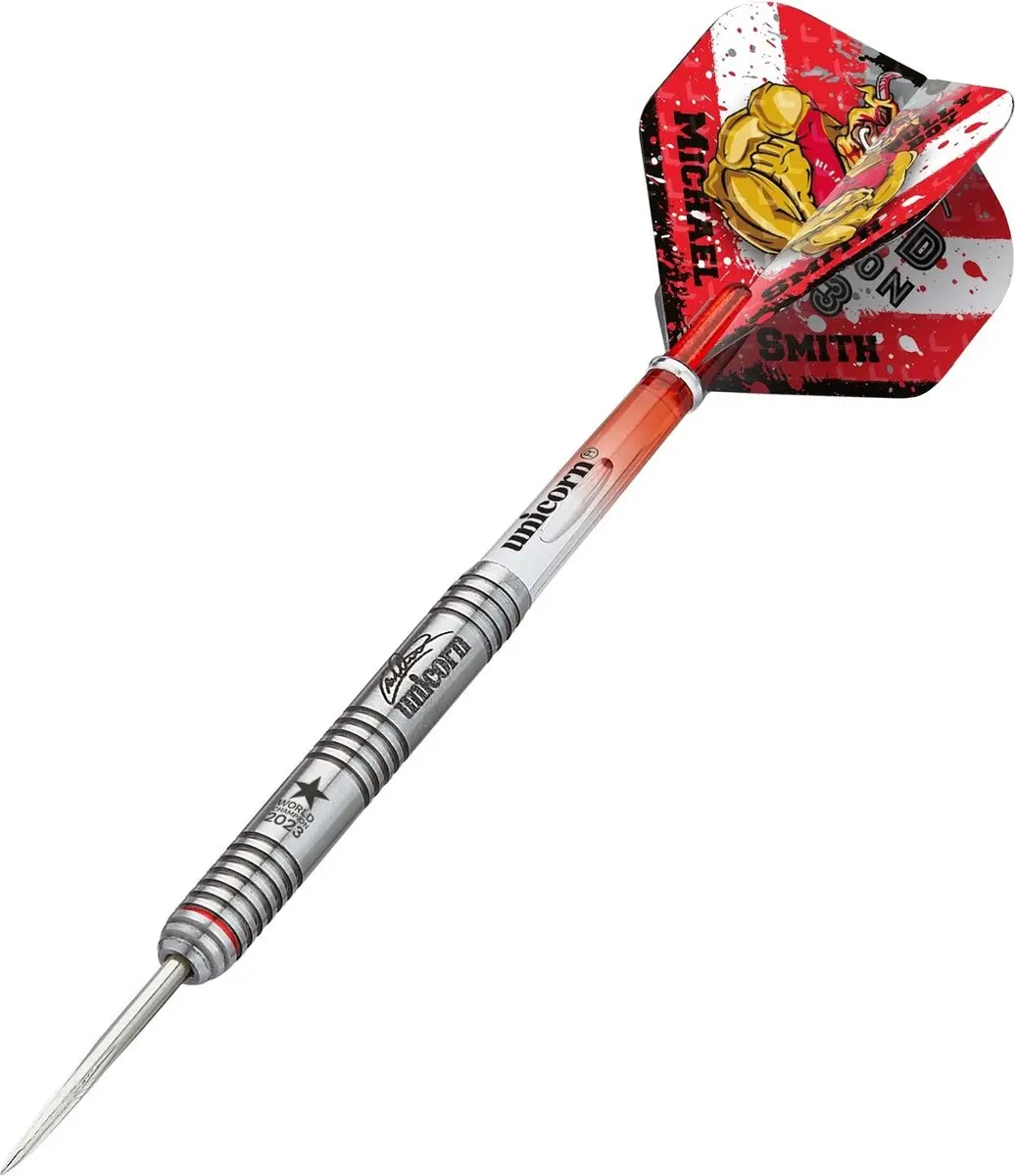 Unicorn Michael Smith 90% World Champion Edition Dartpijlen 21g - 3 Stuks - Rood/Zilver