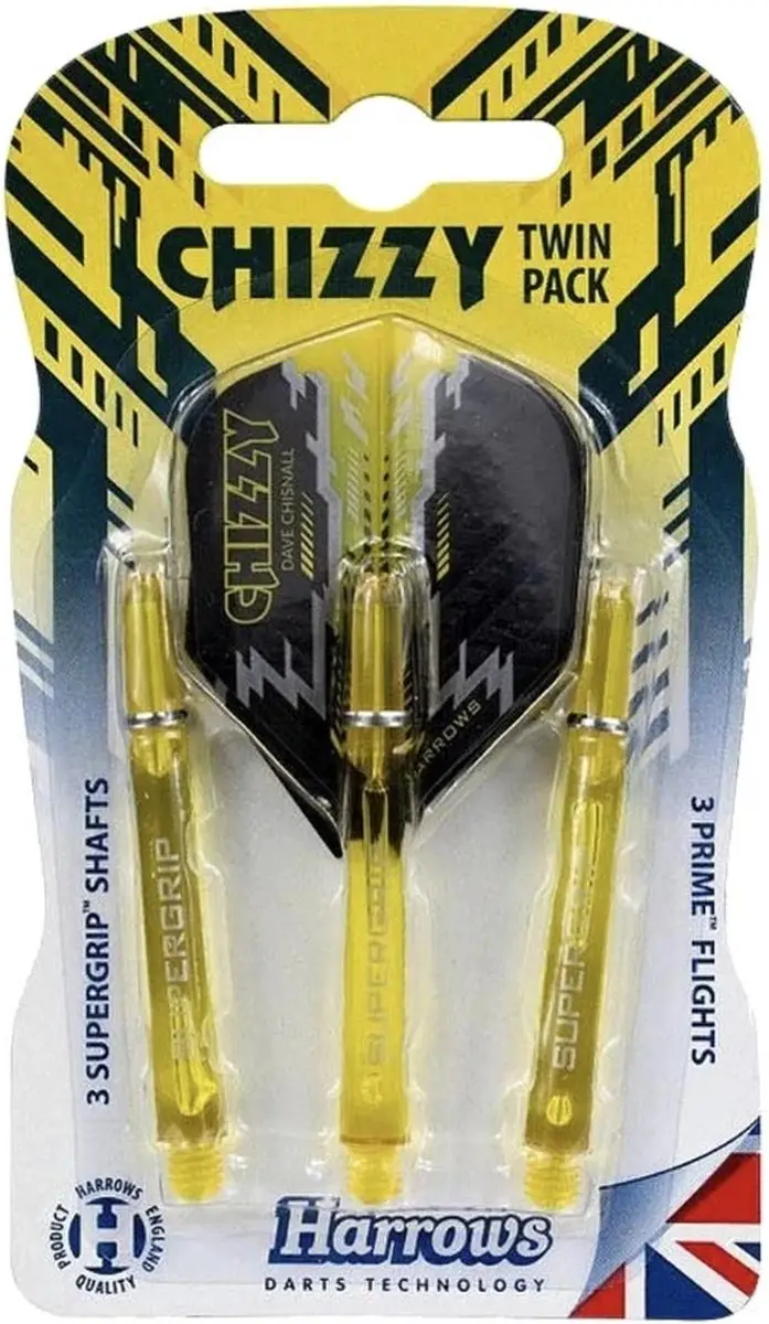 Harrows Twin Pack Supergrip Flights - Dave 'Chizzy' Chisnall - 6 Stuks - Geel