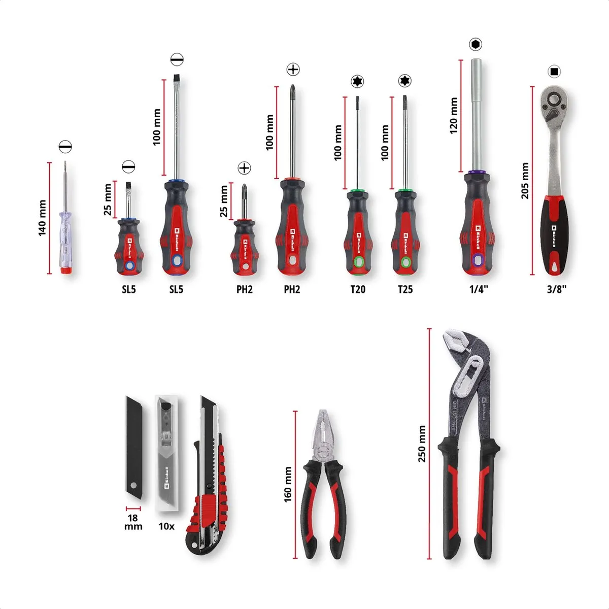 Einhell E-CASE Gereedschapskoffer 80-delig - 44x33x13cm