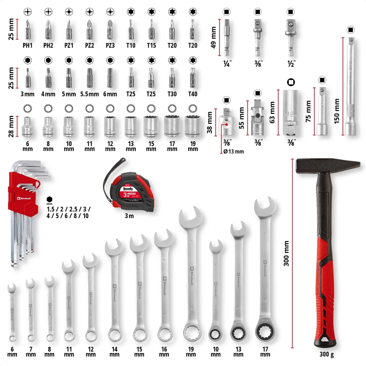 Einhell E-CASE Gereedschapskoffer 80-delig - 44x33x13cm
