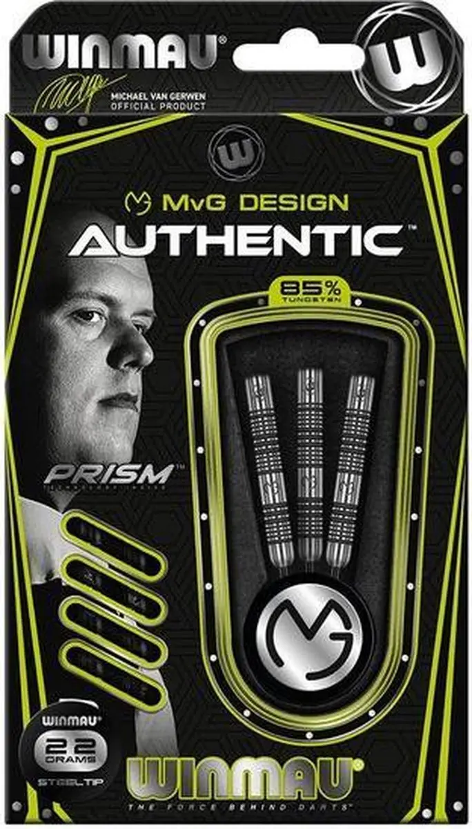 Winmau Michael van Gerwen Authentic Dartpijlen 3 Stuks - Zwart/Groen