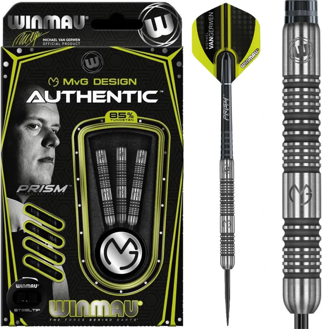 Winmau Michael van Gerwen Authentic Dartpijlen 3 Stuks - Zwart/Groen