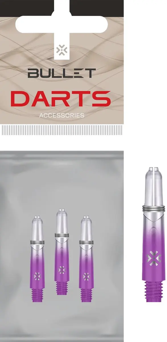 Bullet Shafts 28mm TT - Paars Clear - 3 Stuks