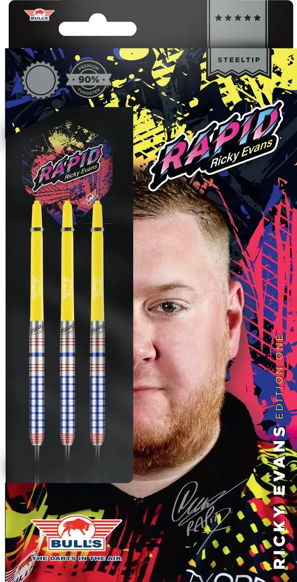 Bull's Ricky Evans Dartpijlen 24g 90% Tungsten - Regenboog - 3 Stuks
