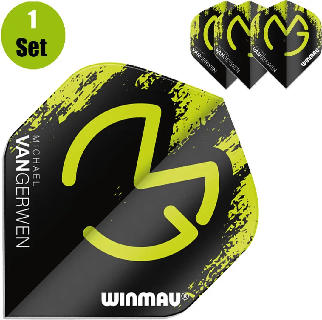 Winmau Michael van Gerwen Mega Standard Dart Flights - 3 Stuks - Zwart