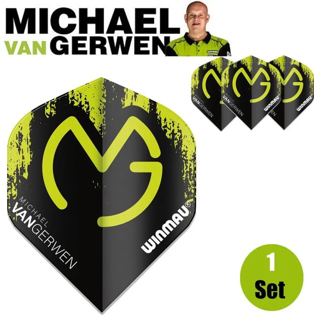 Winmau Michael van Gerwen Mega Standard Dart Flights - 3 Stuks - Zwart
