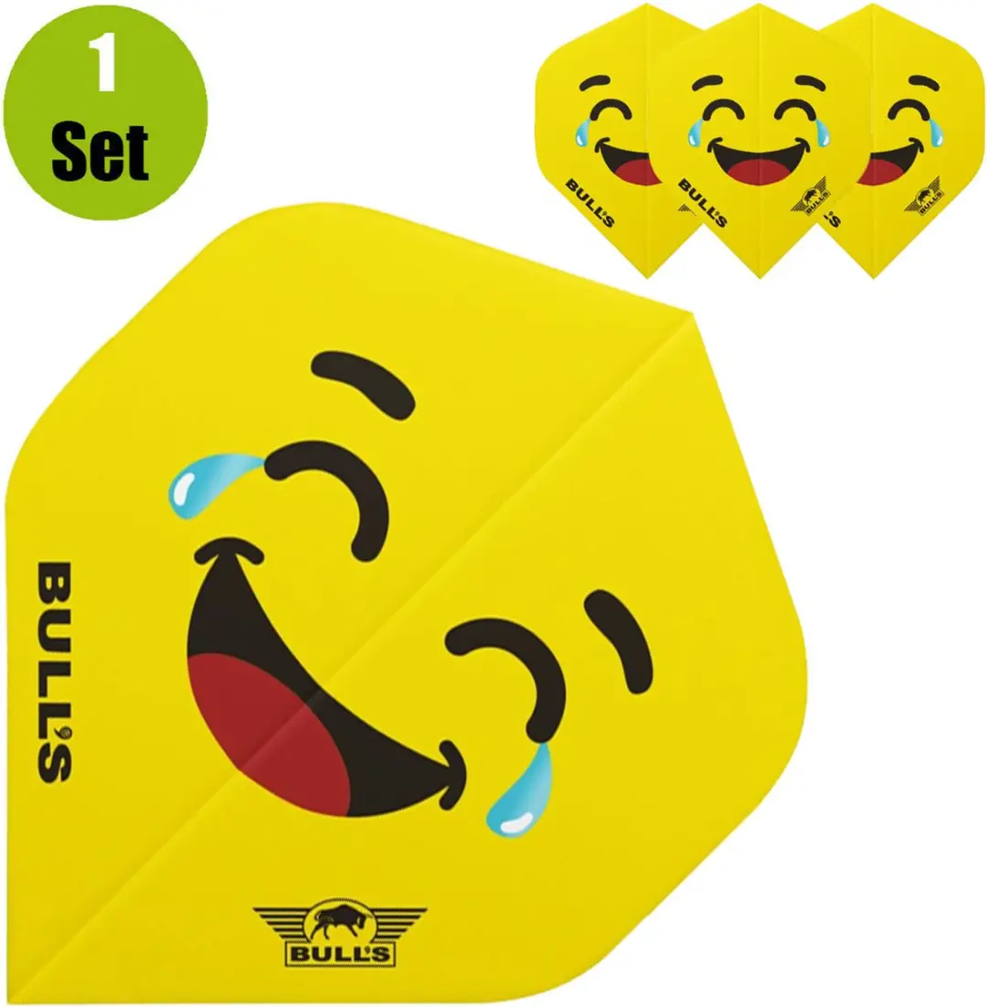 Bull's Smiley 100 Laugh Crying Dart Flights BU-50889 - 3 Stuks - Geel