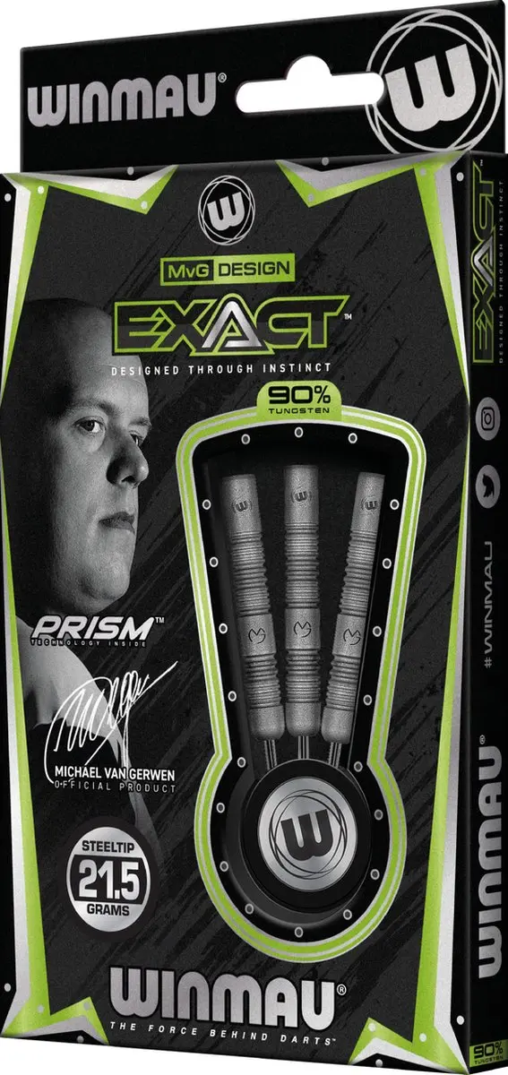 Winmau Michael van Gerwen Exact 90% Dartpijlen - 3 Stuks - Zilver