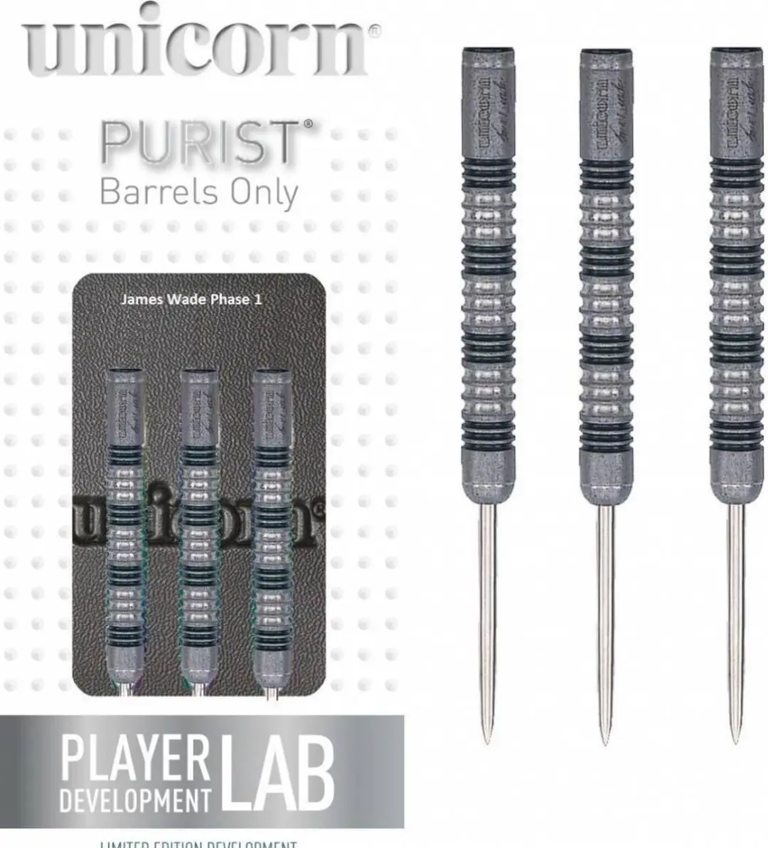 Unicorn Purist James Wade Phase 1 Dartpijlen 3 Stuks - Zilver