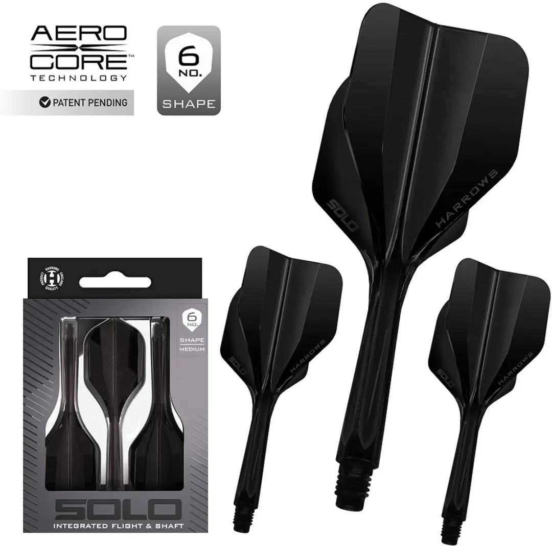 Harrows Solo Black NO6 Dartvleugels SF980090 - 3 Stuks