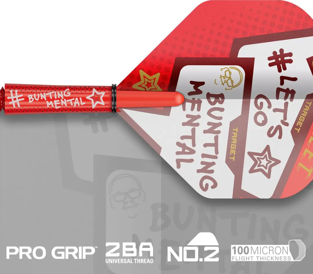 Target Pro Grip Stephen Bunting Flight & Shaft Kit - 6 Stuks - Rood