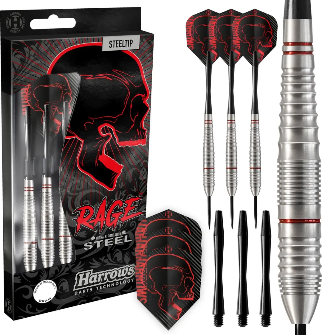 Harrows Rage Steel 22Gr - 3 Stuks - Rood/Zwart