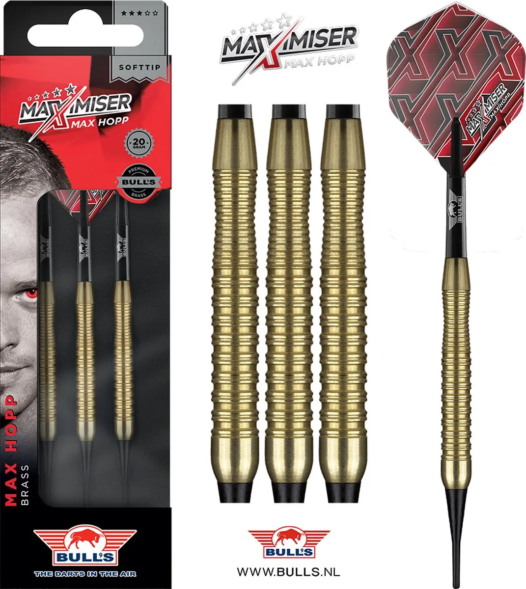 Bull's Max Hopp Brass Softtip Dartpijlen 20g