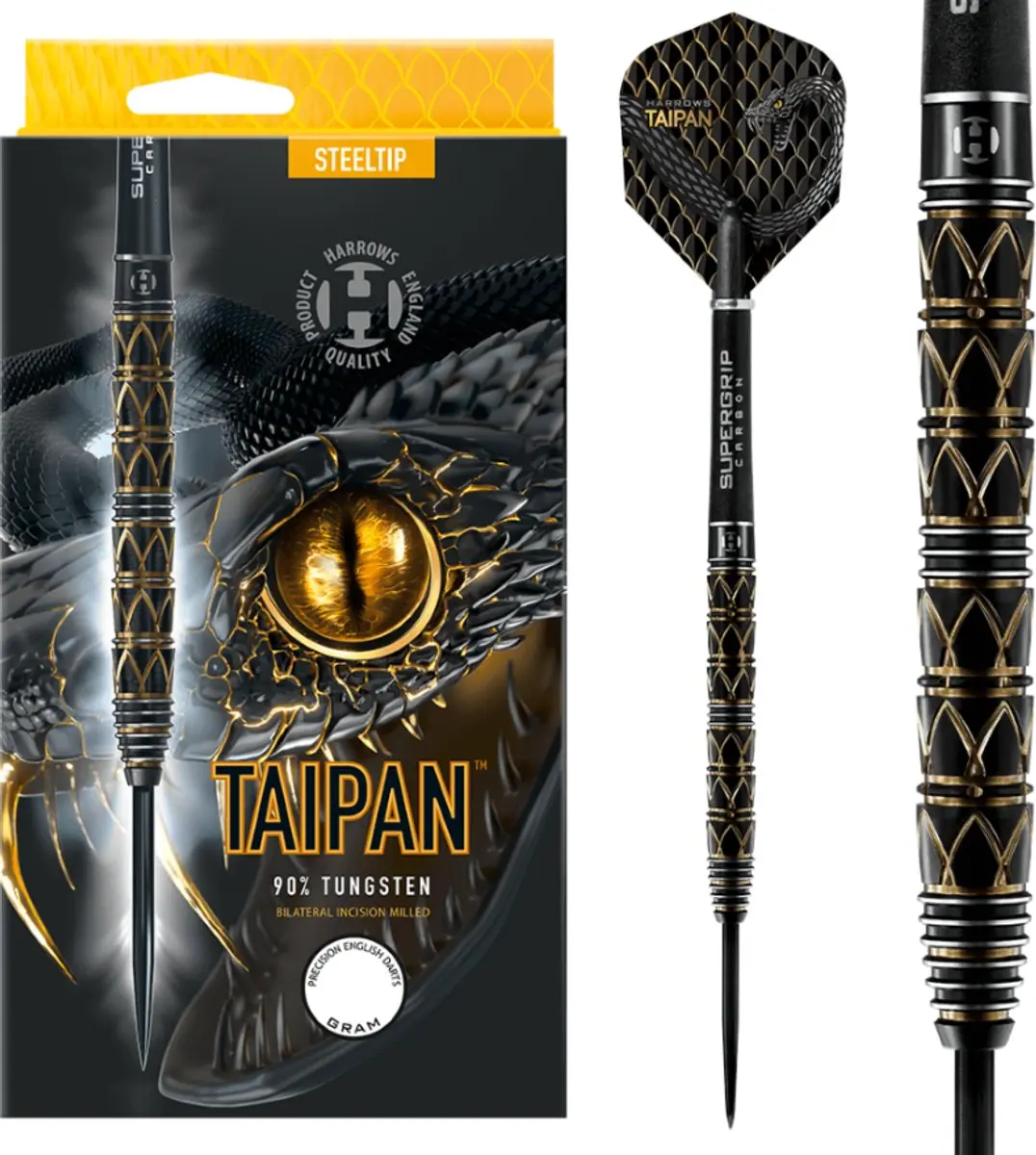 Harrows Taipan 23gr Tungsten Darts - 3 Stuks - Zwart