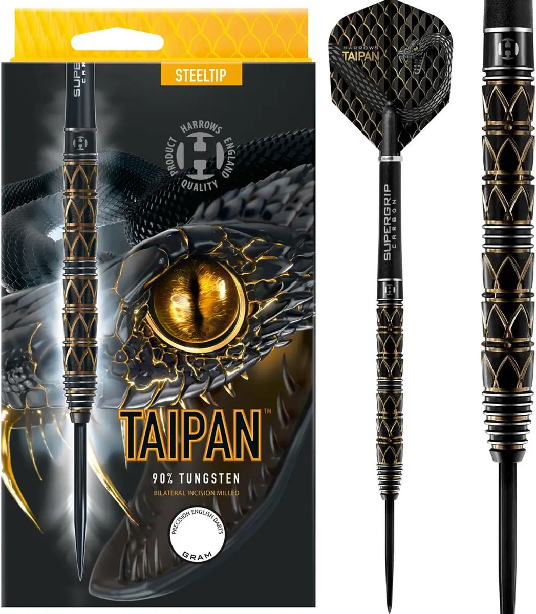 Harrows Taipan 23gr Tungsten Darts - 3 Stuks - Zwart