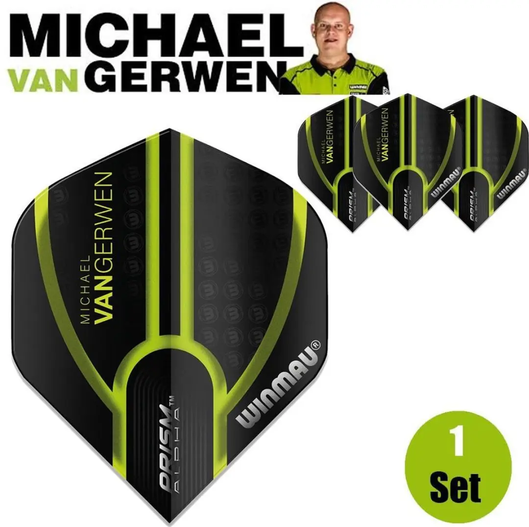 Winmau Michael van Gerwen Prism Alpha Dart Flights - 3 Stuks - Groen/Zwart