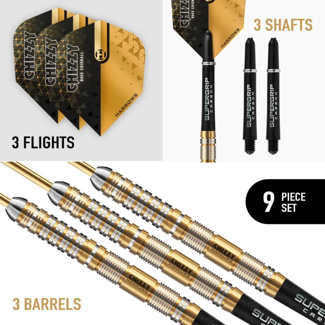 Harrows Chizzy 90% Tungsten Darts 25g - 3 Stuks - Zilver/Goud