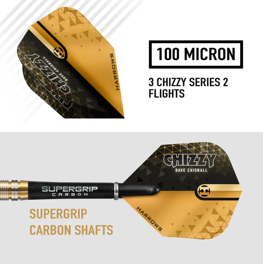 Harrows Chizzy 90% Tungsten Darts 25g - 3 Stuks - Zilver/Goud