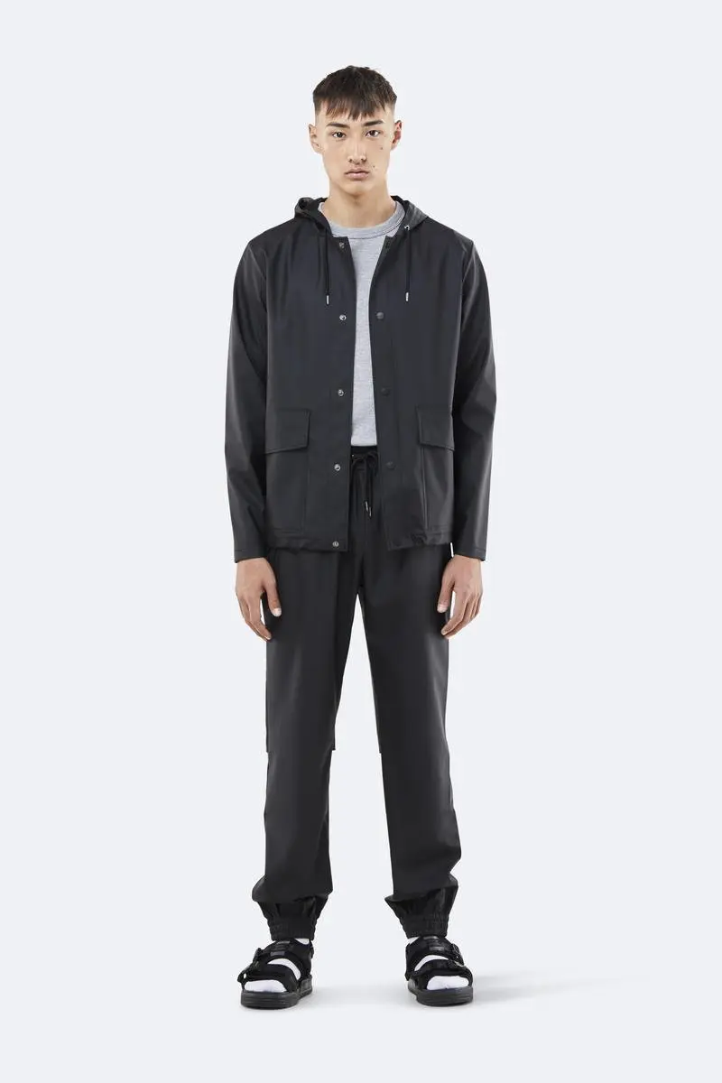 Rains Short Hooded Coat 1826 Regenjas - Zwart - XXS