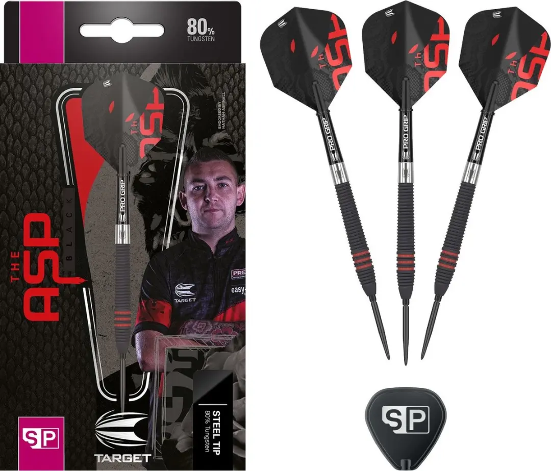Target Nathan Aspinall 80% Black Swiss Point Darts - 3 Stuks