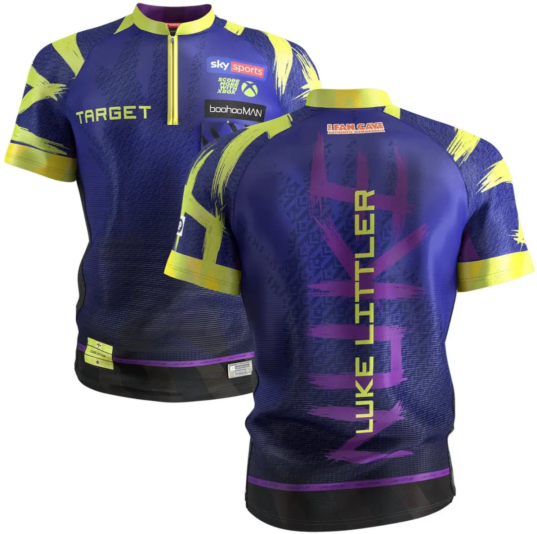 Target Luke Littler Officieel Dartshirt 2026 The Nuke - M - Paars Navy Geel
