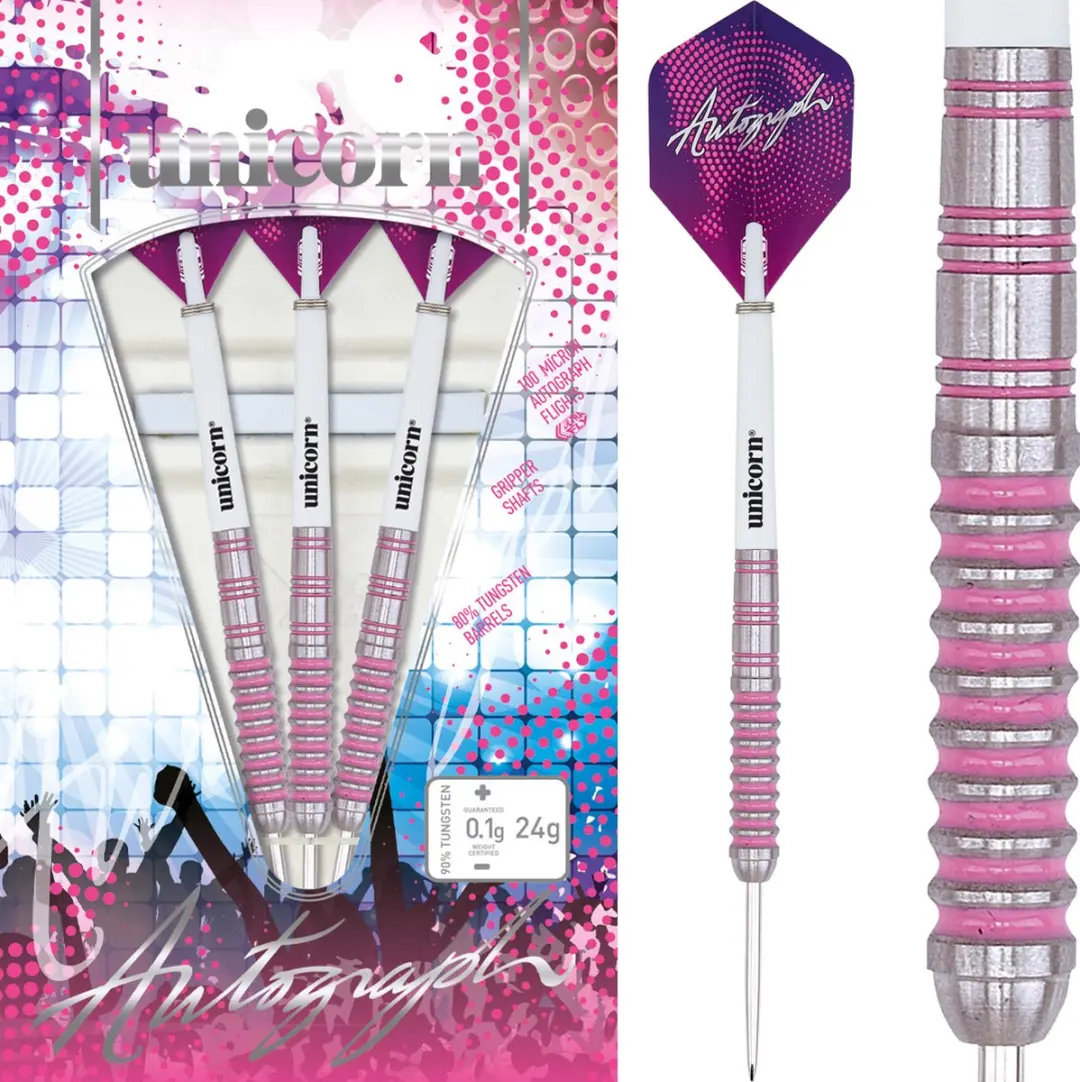 Unicorn Dartpijlen Autograph Steeltip 26g - Roze - 3 Stuks