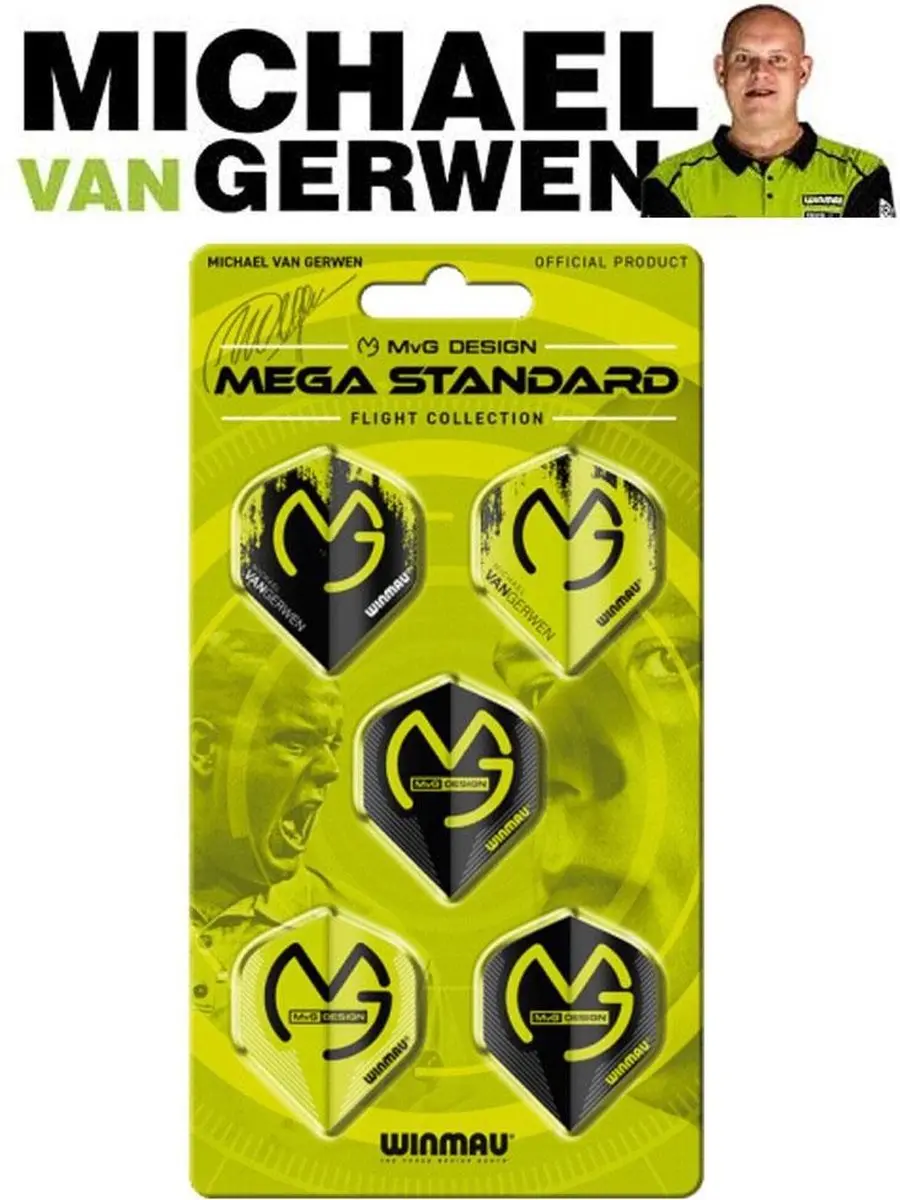 Winmau Michael van Gerwen Mega Flight Collection - 3 Stuks - Groen/Zwart
