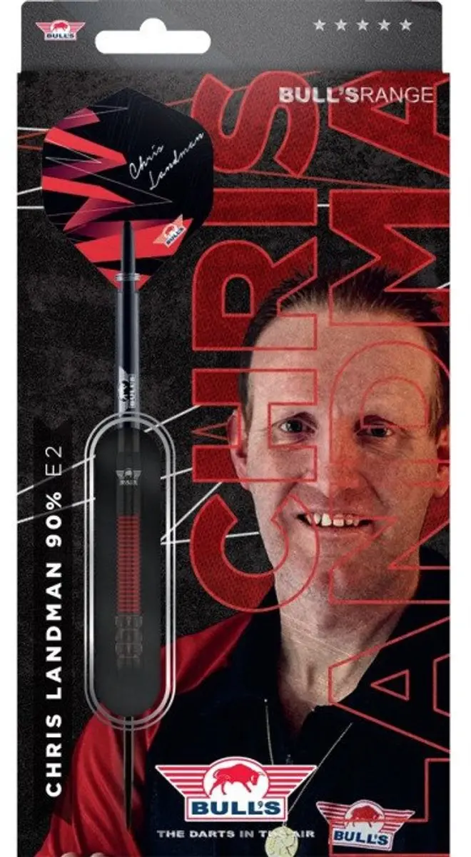 Bull's Chris Landman E2 Dartpijlen - 3 Stuks - Zwart/Rood