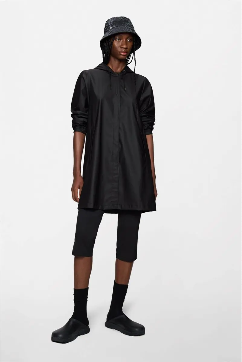 Rains A-Line Jas - Zwart