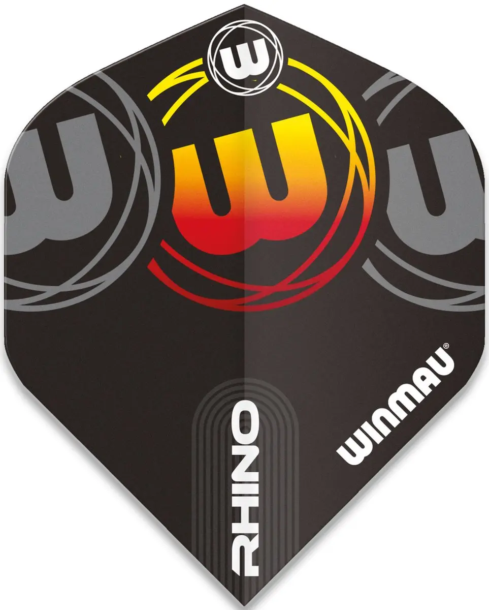 Winmau Rhino Extra Thick Logo Gradient Dartvleugels - 6905.227 - Zwart/Oranje/Grijs