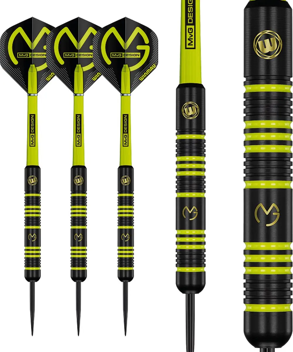 Winmau Michael van Gerwen Ambition Black Coated Brass 22g - 3 Stuks