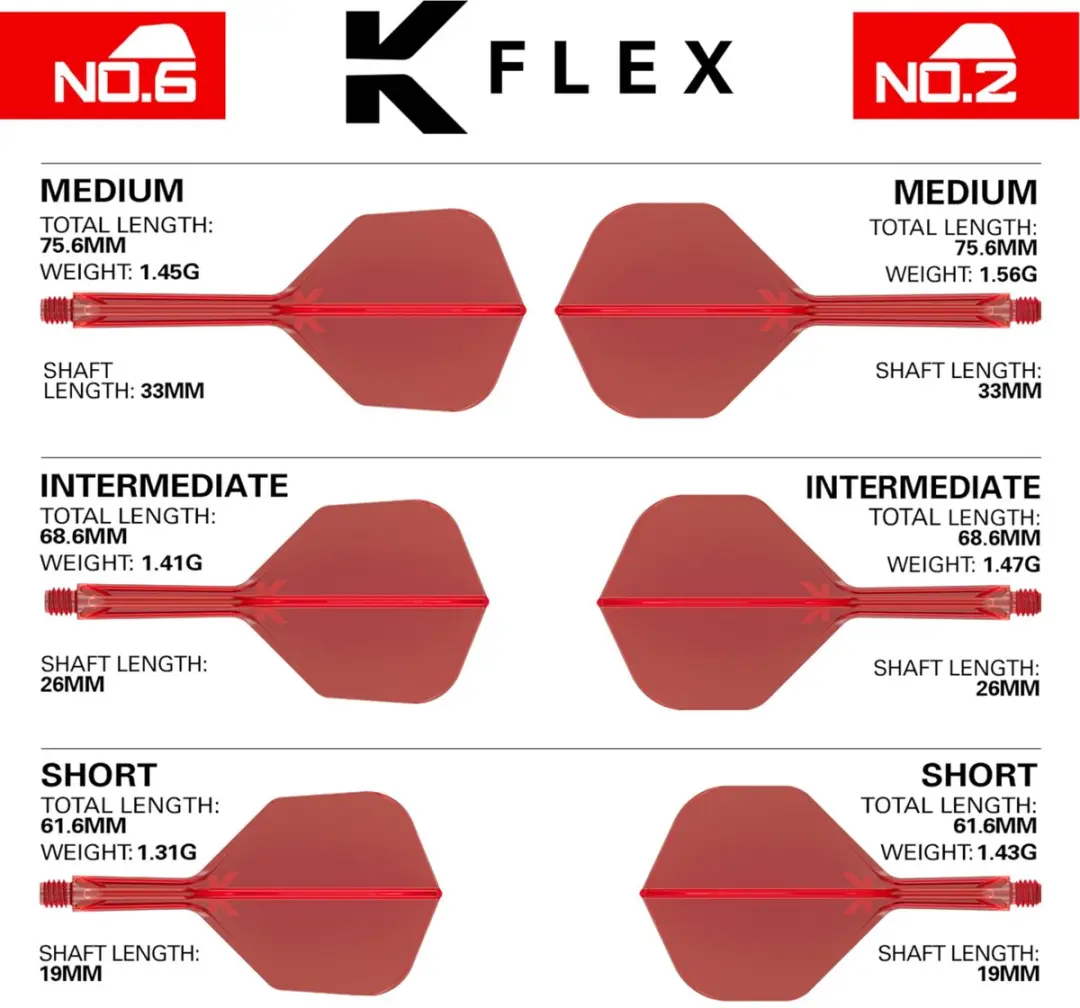 Target K-Flex Red NO6 Dart Flights Medium