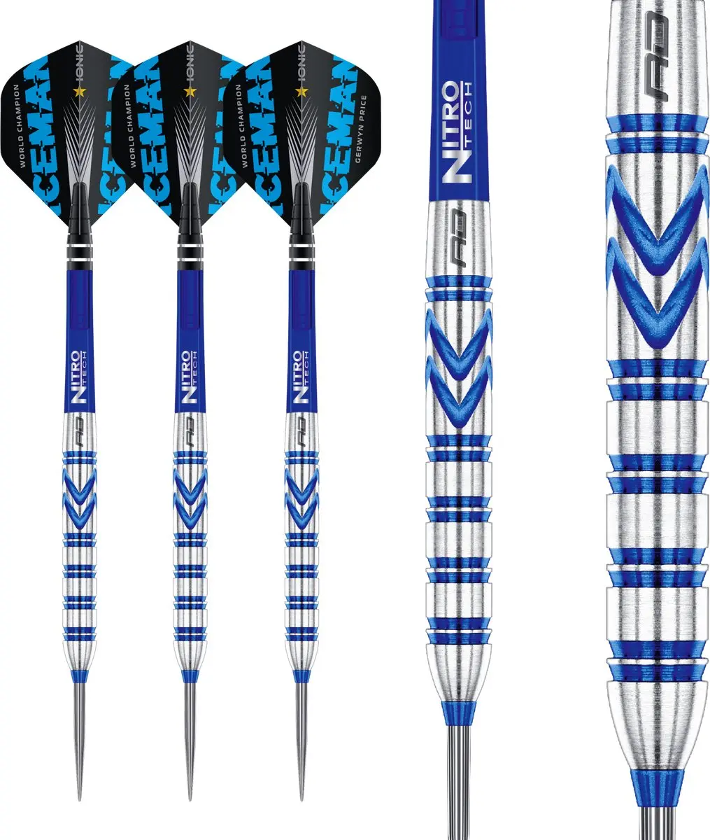Red Dragon Gerwyn Price 90% Dartpijlen - 3 Stuks - Blauw/Zilver - afbeelding 6 van 6