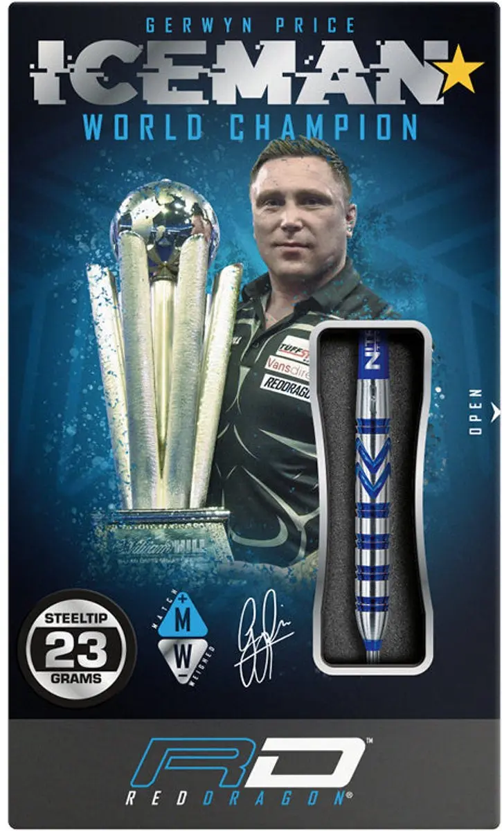 Red Dragon Gerwyn Price 90% Dartpijlen - 3 Stuks - Blauw/Zilver