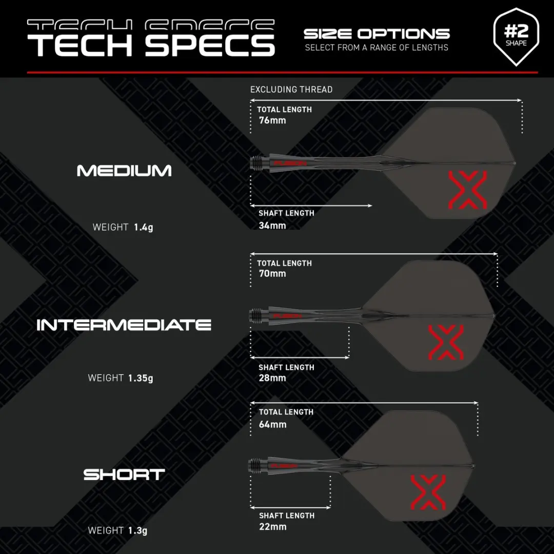 Winmau Fusion Blade X Dart Flights - 3 Stuks - Rood/Zwart