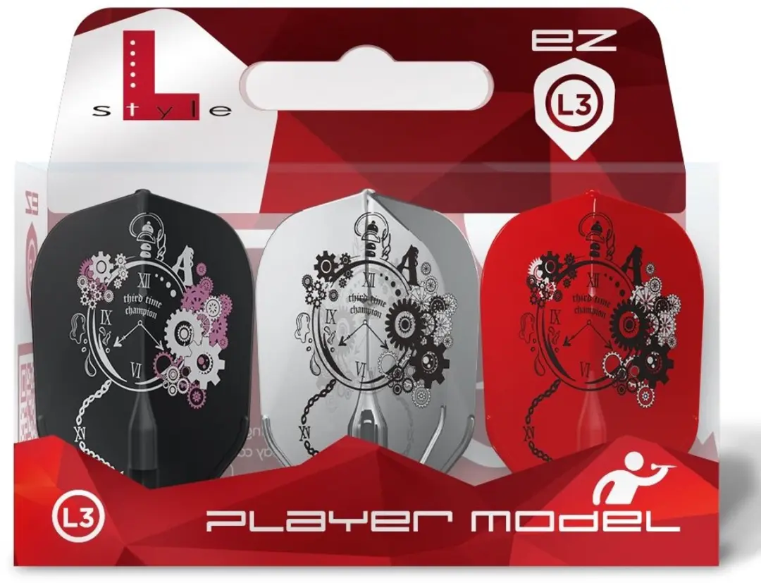 L-Style L3 EZ Shape Oshiro Akari 2022 Dart Flights - 3 Stuks - Grijs/Rood/Zwart