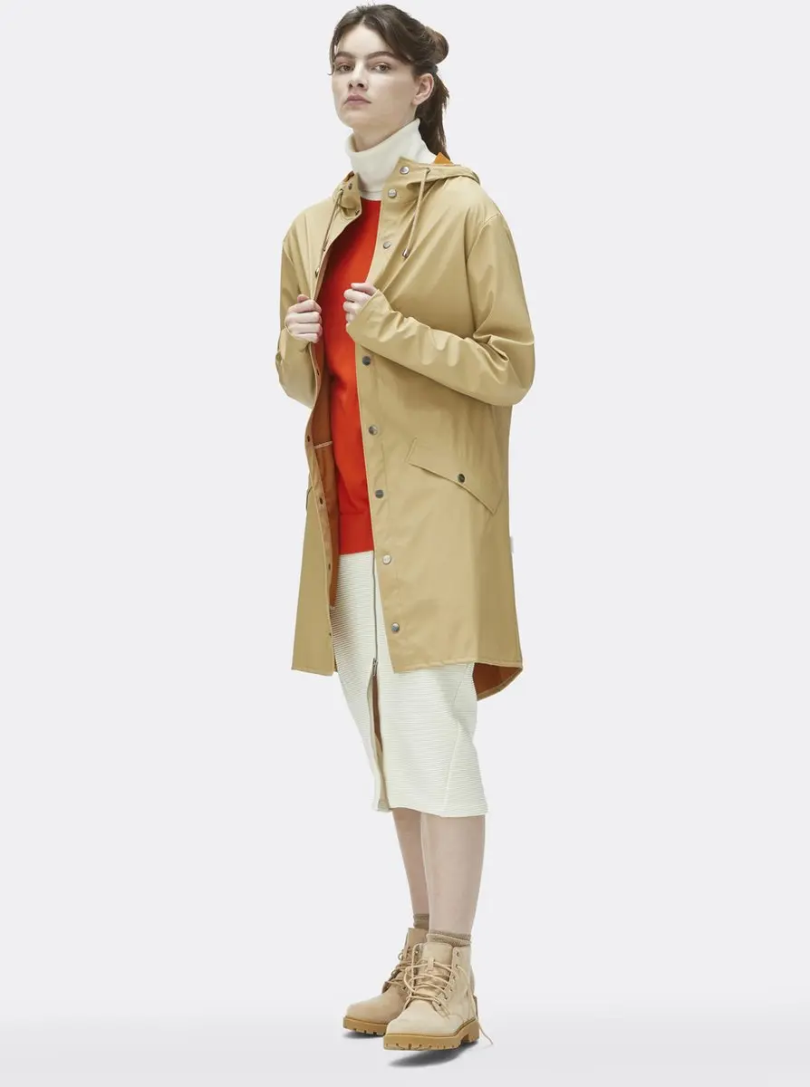 Rains Long Jacket 1202 Regenjas - Zand