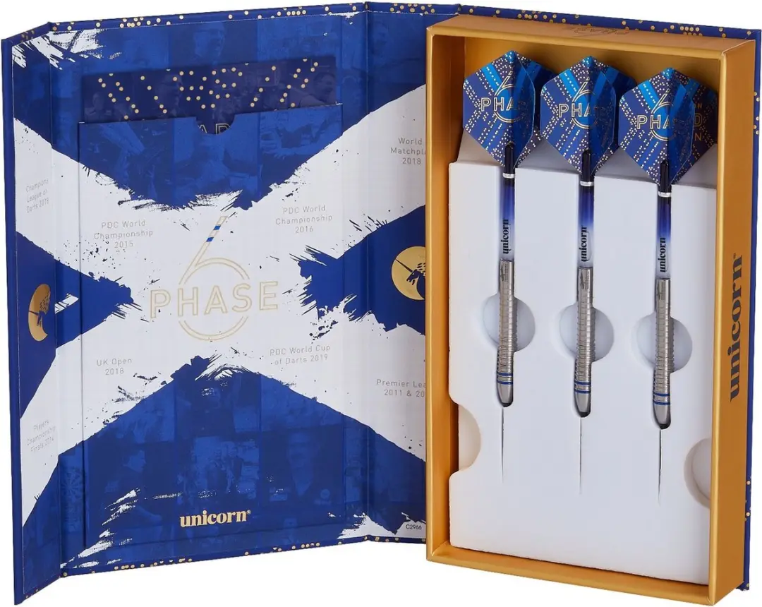 Unicorn Gary Anderson Phase 6 Dartpijlen 3-delig - Blauw/Grijs/Zilver