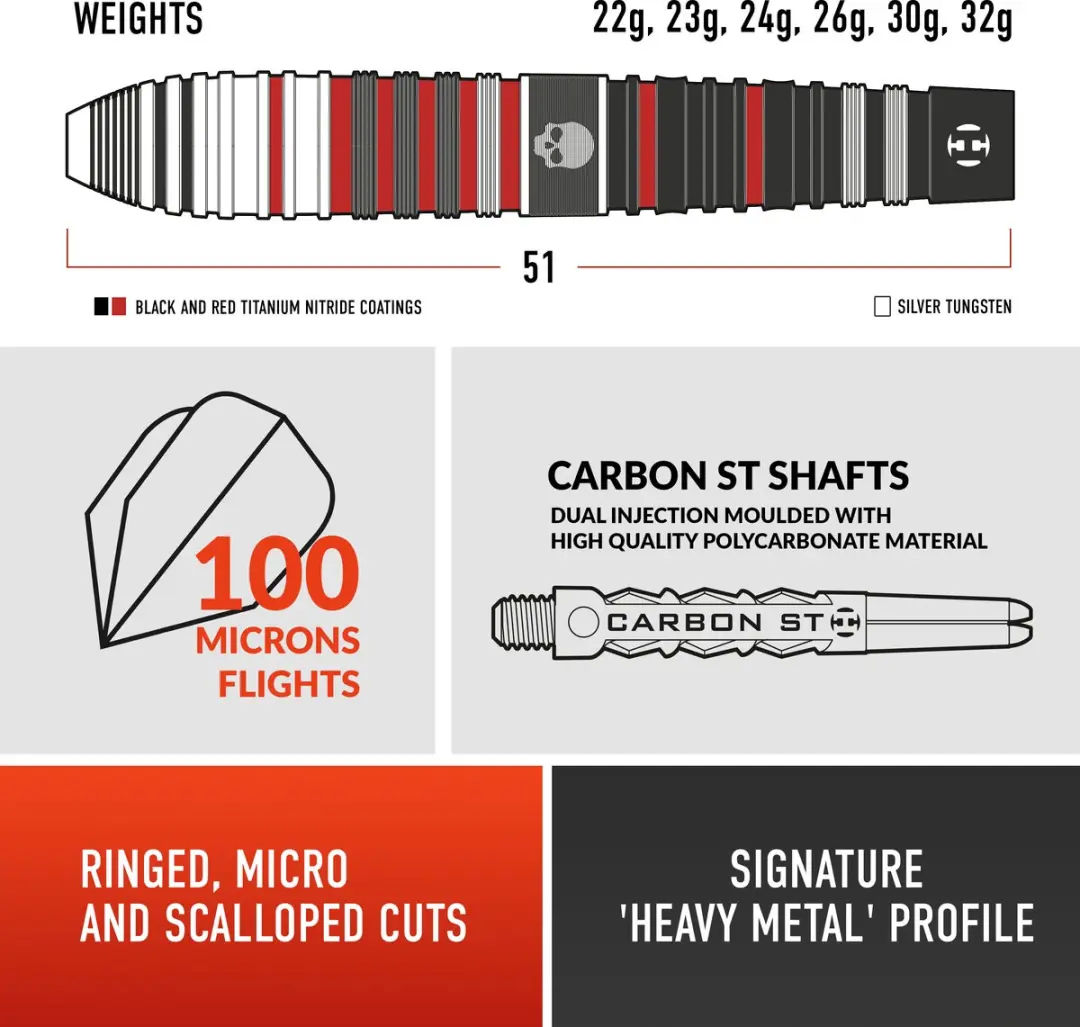 Harrows Ryan Searle Series 2 Darts 23g - 3 Stuks - Zwart