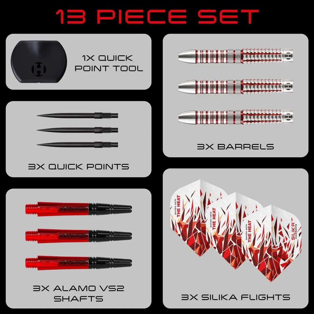 Harrows Damon Heta Series 2 BD85121-QP Darts - 21g - 3 Stuks - Rood/Zilver