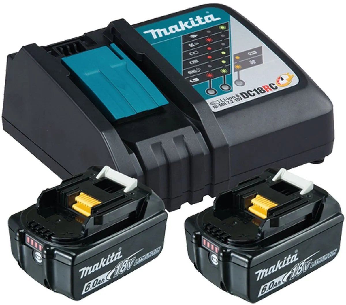Makita Power-Source Kit 18V - 2x BL1860B 6,0Ah Accu's + DC18RC Snellader