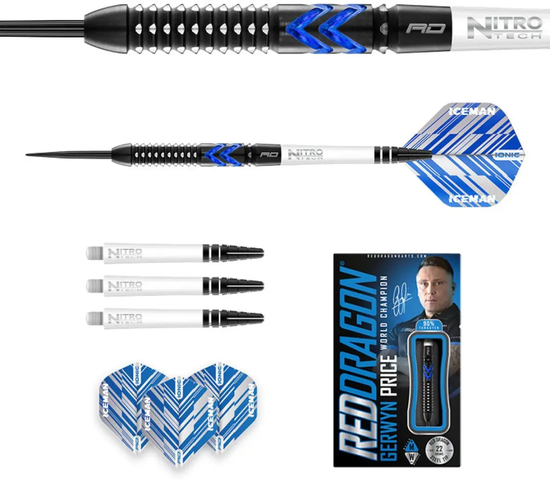 Red Dragon Gerwyn Price Blue Ice SE Dartpijlen 3 Stuks - ZwartBlauw