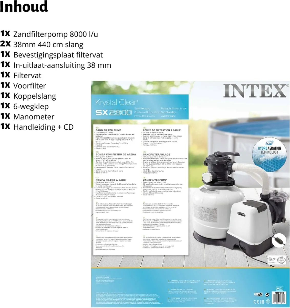 Intex 26648GS Zandfilterpomp 8000 l/u - 38mm - Wit