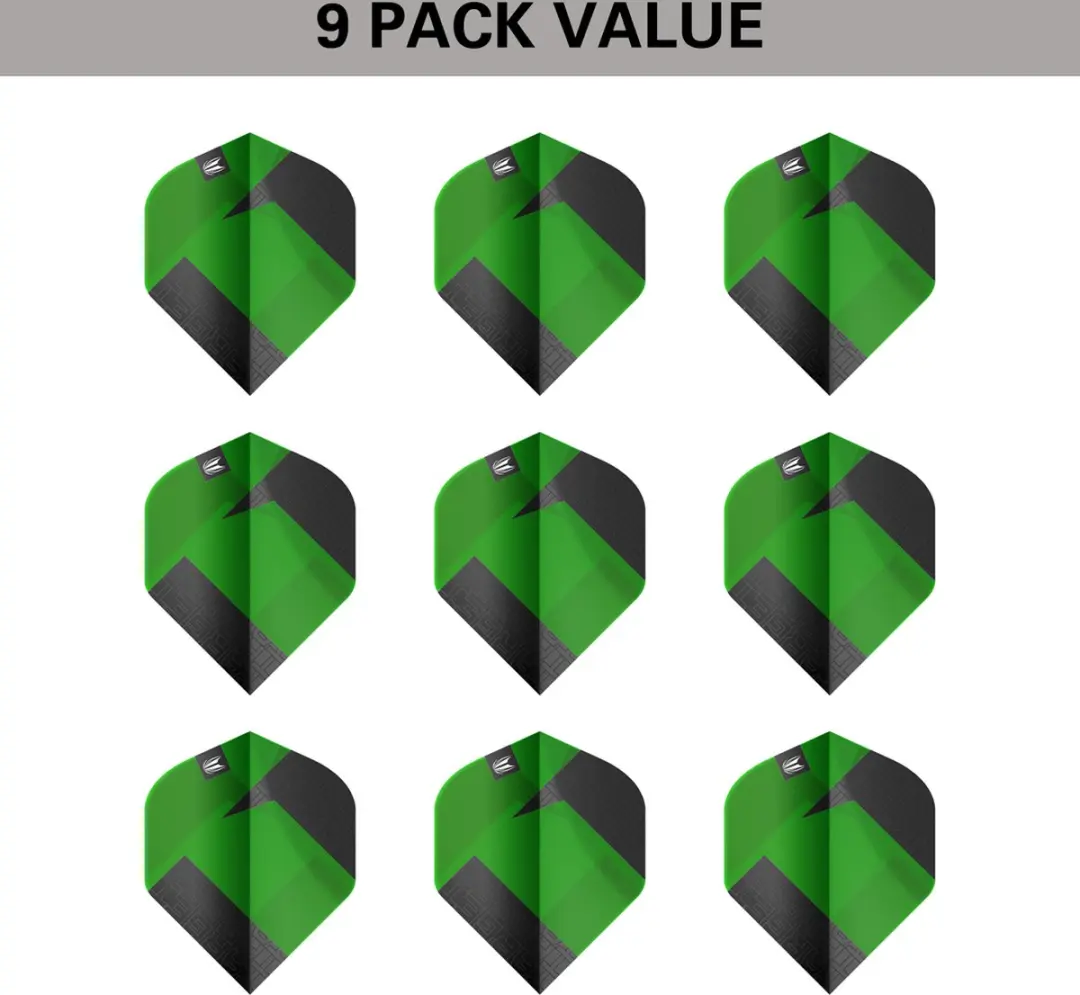 Target Tag 3 Set NO2 Dart Flights - Groen/Zwart