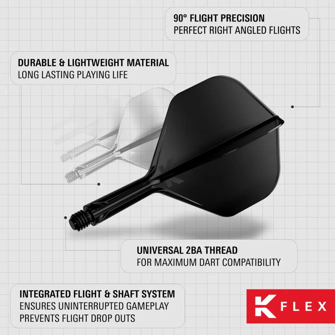 Target K-Flex Black NO2 Dart Flights Short 19mm