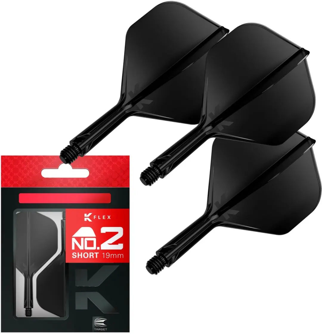 Target K-Flex Black NO2 Dart Flights Short 19mm
