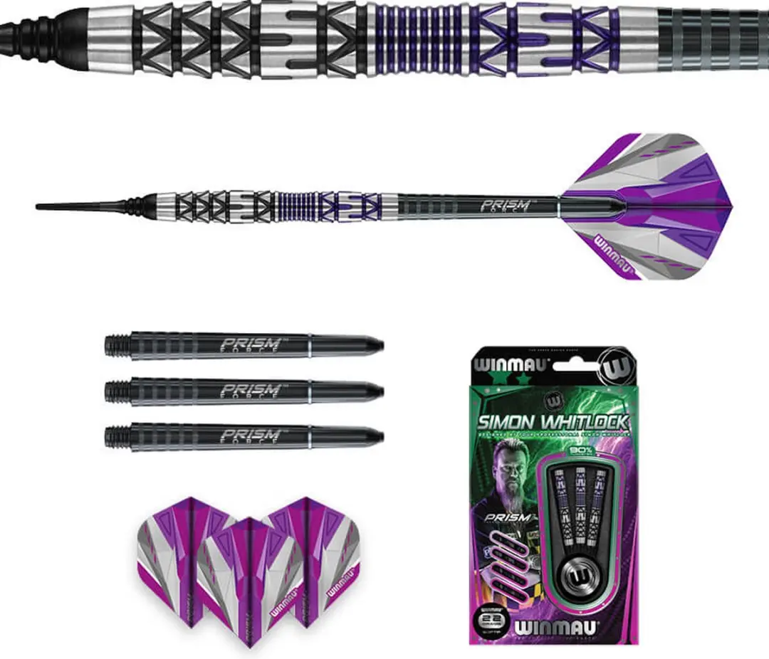 Winmau Simon Whitlock 90% Special Edition Darts - 3 Stuks - Paars/Zilver/Zwart