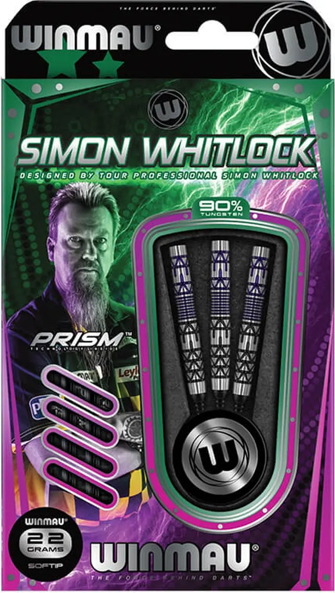 Winmau Simon Whitlock 90% Special Edition Darts - 3 Stuks - Paars/Zilver/Zwart
