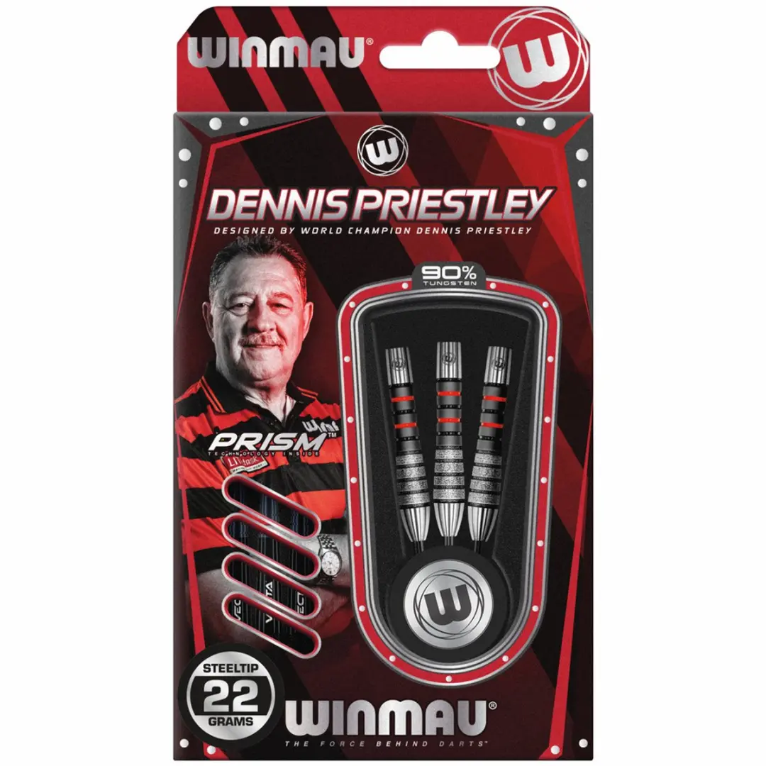 Winmau Dennis Priestley Diamond 30th Anniversary Dartpijlen - 3 Stuks - Grijs/Rood/Zwart