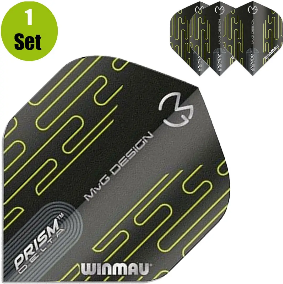 Winmau Prism Delta MVG Dart Flights - 3 Stuks - Zwart/Groen